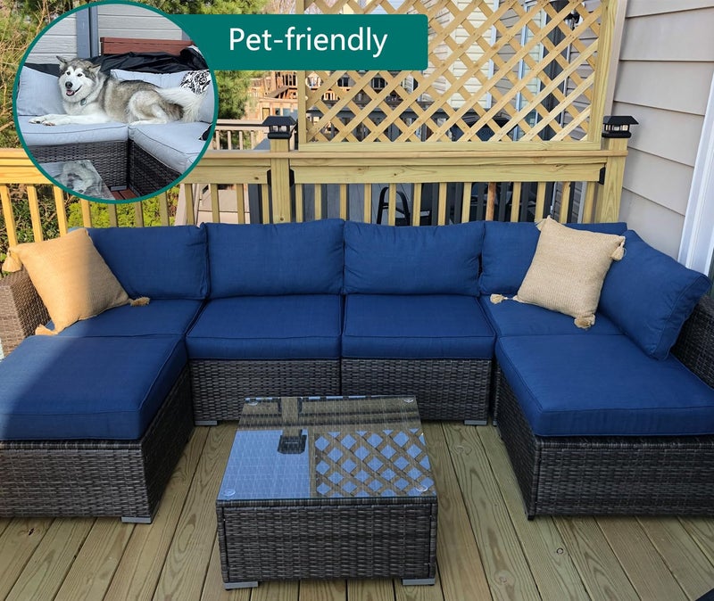 Sqodok Patio Cushion Covers 22x22 Waterproof Outdoor Cushion Covers Replacement 4Pack Patio Cushion Seat Slicovers with Ties for Sectional Sofa  Wicker Chair  Blue - Image 5